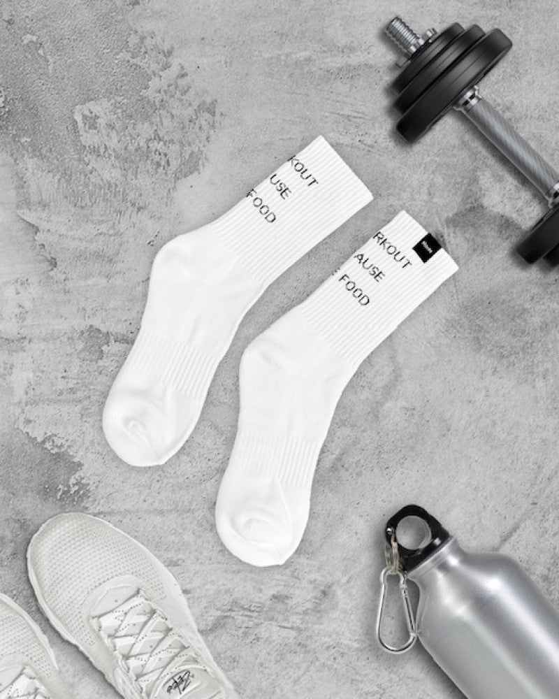 Shop "I WORKOUT BECAUSE I LIKE FOOD" Socks Online - Movexfit